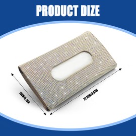 HQRNYP Bling Car Sun Visor Tissue Box Holder, Visor Accessories, Rhinestone PU Leather Crystal Sparkling Napkin Holder, Auto Sun Visor Paper Towel Cover Case Accessories for Most Cars (Beige+Colorful)