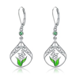 Lily of the valley Earrings Sterling Silver Birth Month Flower Drop Dangle Earrings Birthday Jewellery Gifts for Women