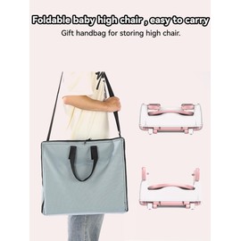 Tigasy 4 in 1 Portable Baby High Chair with Carrying Bag and Removable Tray,Foldable Travel High Chair ，Portable and Easy to Clean.(Pink)