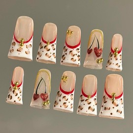 NailVesta DreamWear Collection – 100% Handcrafted 3D Press-On Nails | Reusable, Long-Lasting, Salon-Quality:_Leopard's Kiss_L