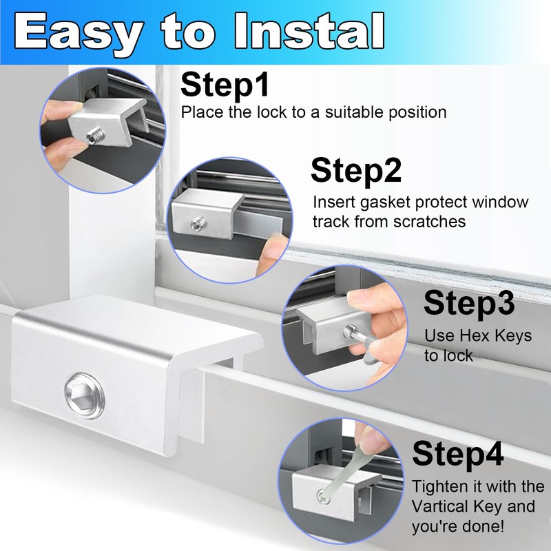 Window Locks for Sliding Windows(10 Sets),Baby Window Safety Locks for