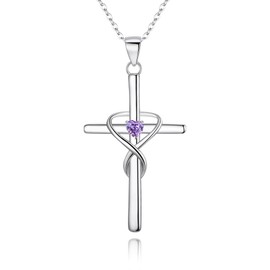 EVER FAITH 925 Sterling Silver May Birthstone Cross Necklace for Women, Green Heart Cubic Zirconia Infinity Pendant Mother's Day Jewellery Gift for Her, Sterling Silver Cubic Zirconia, Cubic Zirconia