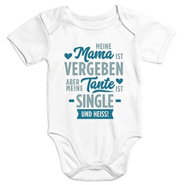 MoonWorks® Short sleeve baby bodysuit saying "Aunt Meine Tante ist Single und Hot Organic Cotton -