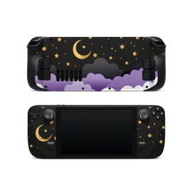 ZOOMHITSKINS Steam Deck Skin, Compatible with Steam Deck Skins, Moon Kawaii Star Cloud Anime Black, Protective Skin Wrap Set for Valve Steam Deck Accessories, Durable, Glitter Overlaminate