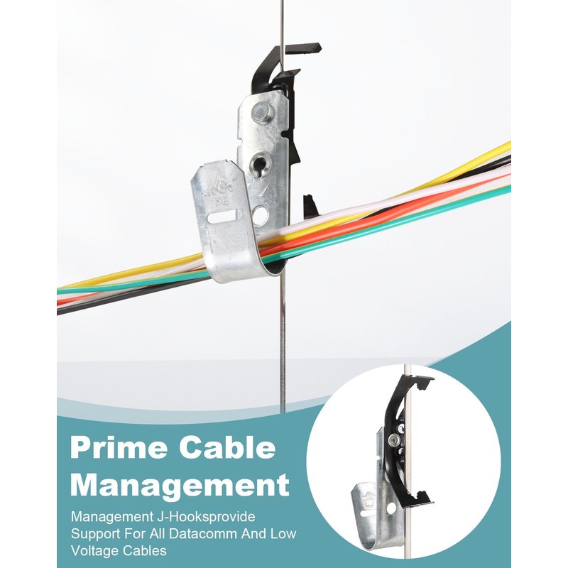 AOKLIT 50 Pcs Metal J Hooks Cable Support 3/4 Inch