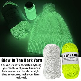 Glow in The Dark Yarn, Glow in The Dark Yarn for Crochet, Glow Yarn for Knitting, Crocheting, Crafts Sewing Beginners (White,3 pcs)