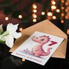 Artery8 7th Birthday Card Cute Pink Baby Dinosaur Cartoon Kids