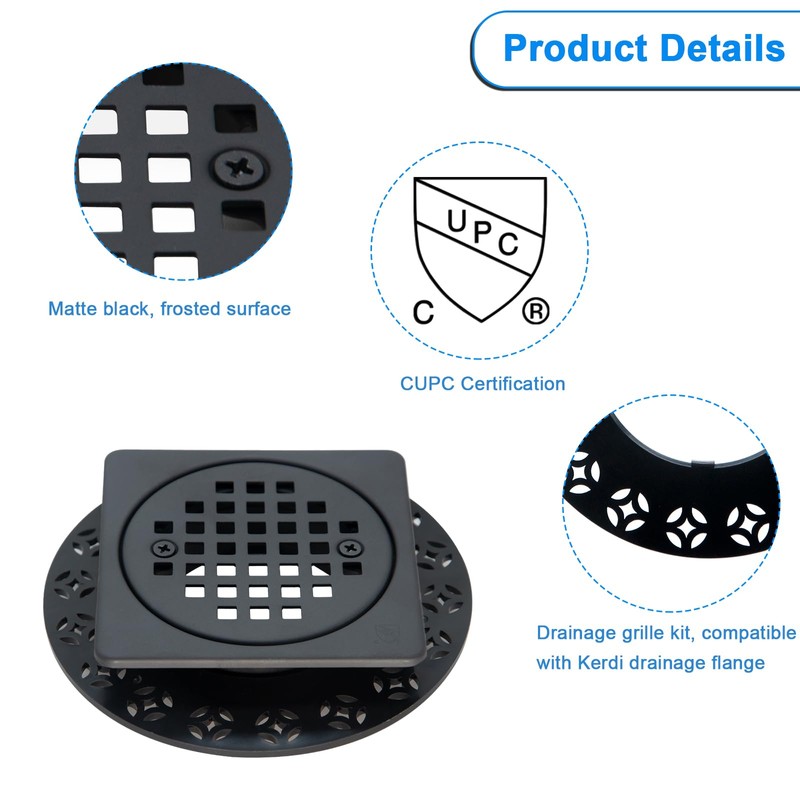 4 Inch Drain Grate Kit Compatible with Schluter Kerdi-Drain Flange