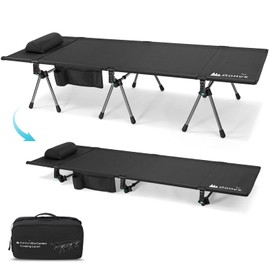Gonex Camping Cot with Leg Extenders 2 in 1 Portable Ultralight Folding Cot for Adults Adjustable Height Supports 350lbs Sleeping Bed for Backpacking Travel Beach Home 74.8"x27.5"