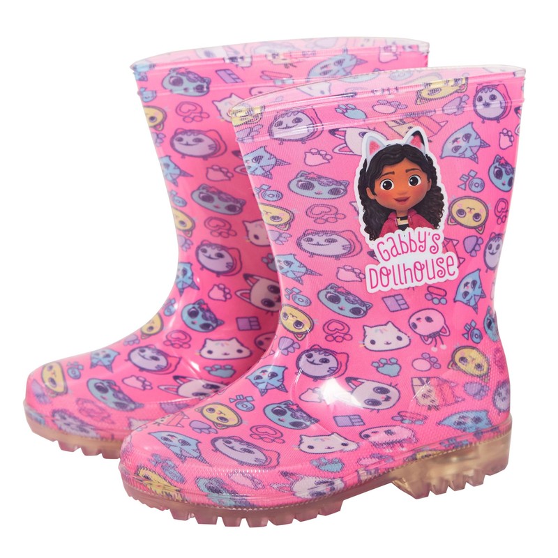 Gabby's Dollhouse Girls Light Up Wellington Boots UK 7 Child