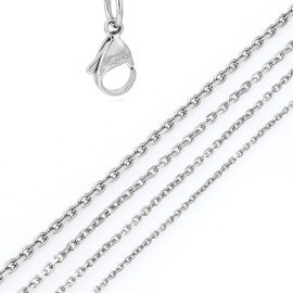 DonDon Men's Stainless Steel Anchor Chain Necklace Available in Various Lengths and Widths, Stainless Steel, No Gemstone