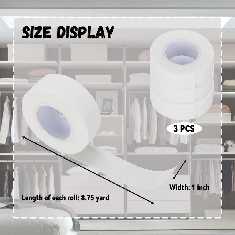 3 Rolls Sweat Pads Collar Protectors Self-Adhesive Absorbent Disposable Tape