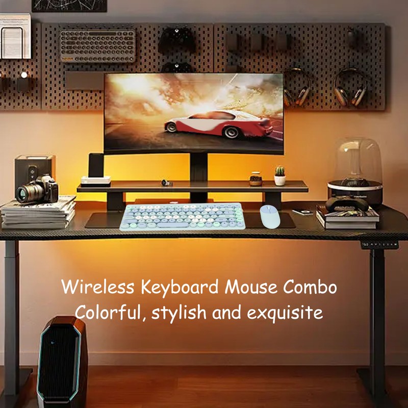 Wireless Keyboard Mouse Combo 2.4GHz Wireless Mouse 86 Keys Colorful