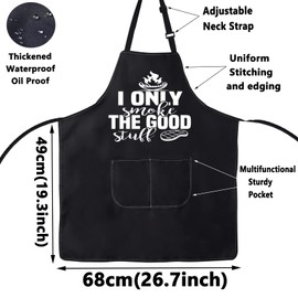 BWWKTOP Funny Grilling Lovers Apron Adjustable BBQ Apron With Pockets I Only Smoke The Good Stuff BBQ Smoker Apron, The Good Stuff, Big
