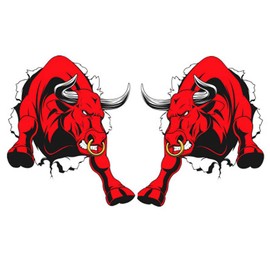 Car Stickers 6 inches Fashion car Stickers Fashion Personality Angry Bull car Stickers Left and Right 2PCS (Style 2)