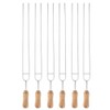 Stainless Steel Fork Wood Handle U shaped BBQ Roast Needle
