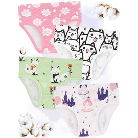 BliBliTaTa Girls' Underwear,Soft Cotton Tagless Panties for Toddlers' & Little Kids Comfort,Breathable Briefs in Sizes 18-24 Months,2T,3T,4T,5T,6T,7,8,10,12 Years Old,8-Pack Cats-2T