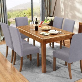 ROTKUSZ 4 Stück Universal Stretch Stuhlhussen, Jacquard Husse, Abnehmbare Waschbar Stuhlbezug, Stretch Stuhlbezug Moderne für Bankett Deko und Hochzeit Partys, Silbergrau