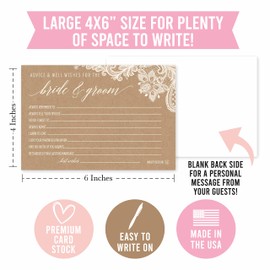 50 4x6 Kraft Rustic Wedding Advice & Well Wishes For The Bride and Groom Cards, Reception Wishing Guest Book Alternative, Bridal Shower Games Note Card Marriage Best Advice Bride To Be or For Mr & Mrs