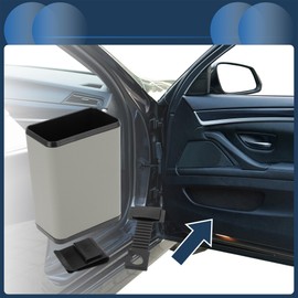 INFINAUTO Car Trash Can Front Rear Seats 3.9" Length 2.4" Width 5.5" Height Auto Trash Bin Faux Leather ABS Gray Hanging