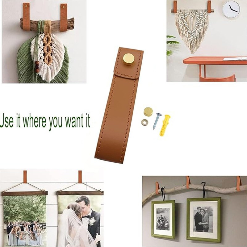 TONGNENGLIU Wall Hanging Strap Wall Mounted Loop Handmade Leather Drawer
