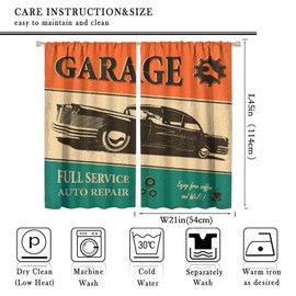 GoDazzling Vintage Car Blackout Window Curtains, Garage Retro with Classic Car Automobile Mechanic Nostalgic 50s Rod Pocket Window Treatment, for Living Room Bedroom 42x45in 2 Panels