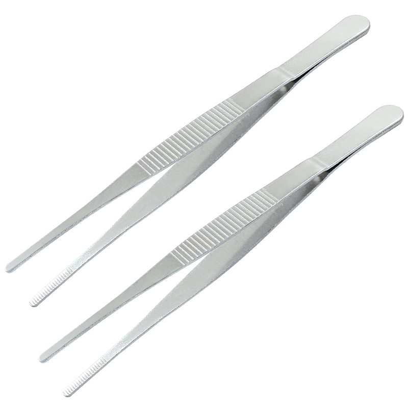 Cionyce 2 Pcs 6 Inch Stainless Steel Forceps, straight Metal