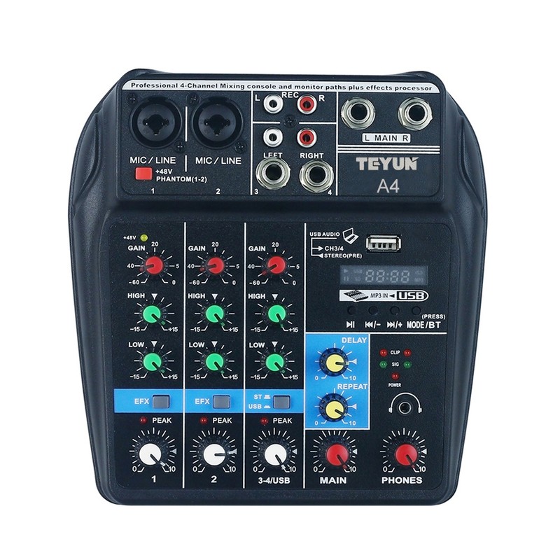 Portable 4-Channel BT Sound Mixing Console Digital Audio Mixer Built-in