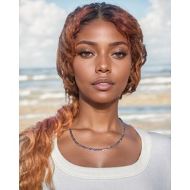 Lightock Simple 4mm Gemstones and Crystals Beaded Necklace Adjustable Choker Necklaces for Women Gifts (Moonstone)