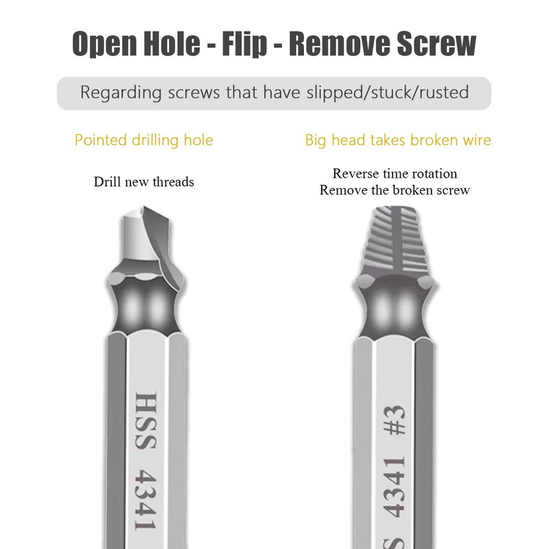 4 Pcs Damaged Screw Extractor Set, Broken Bolt Damaged Screw