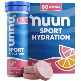 Nuun Nuun Sport Electrolyte Tablets - Dissolvable in Water, Citrus Fruit, 5 Essential Electrolytes for Hydration, 1g Sugar Drink Mix, Vegan, Non-GMO, 8 Pack (80 Total Servings)