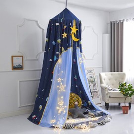 Mengersi Tienda de campaña con diseño de galaxia, mosquitero, castillo colgante, decoración de casa, rincón de lectura para niñas y niños