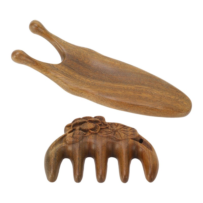 Sandalwood Nose Guasha Massage Tool Five Tooth Scalp Meridians Scraping