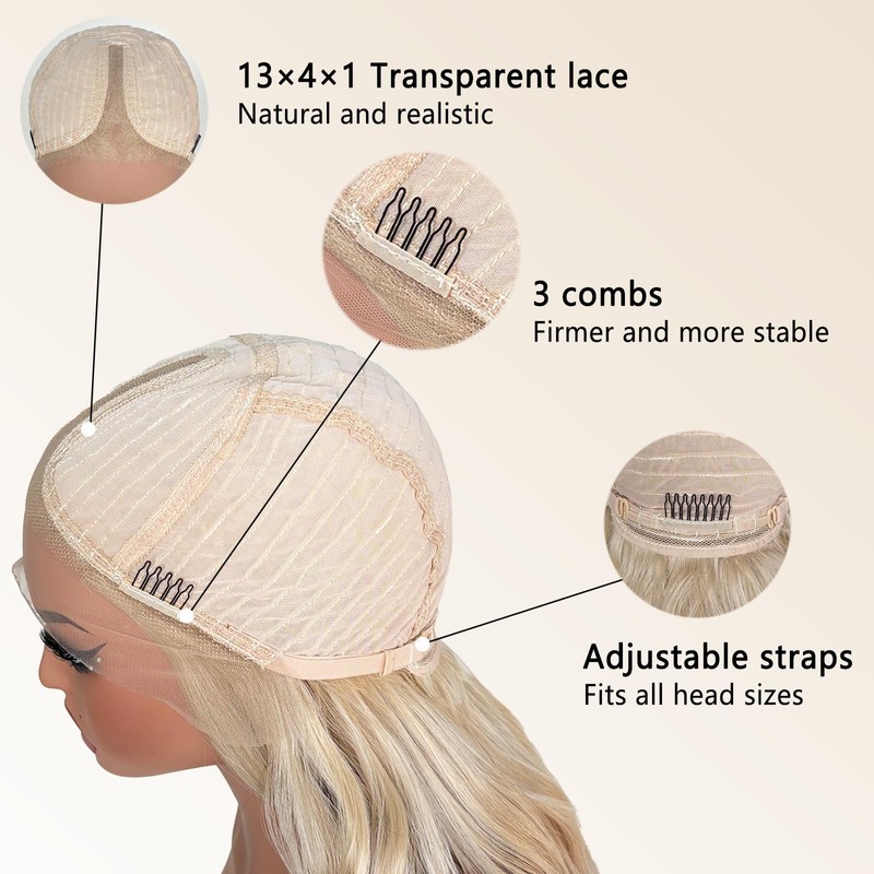 FABÉLLE Ombre Blonde Brown strunk Lace Front Wig Synthetic Blonde