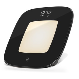 Homedics Digital Bathroom Scale, Motion-Sensing Ambient Center Illumination, Sleek Tempered Glass, High-Precision Weight Measurement Up to 400 lbs, Sustainable Design, Black