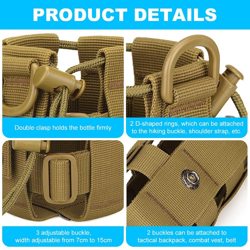 Lvjkes Bottle Holder Backpack Bottle Holder Belt (Khaki)