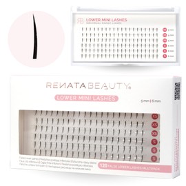 Renata Beauty False Eyelashes Bottom Mini - 5 mm/6 mm Short False Lower Eyelashes - Premium - Individual Eyelashes Vegan Synthetic Fibre - Eyelash Extensions with Invisible Flat Band - Pack of 120