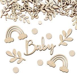 100 Pcs Wooden Baby Shower Confetti Baby Shower Table Decorations Baby Shower Decoration for Boys Girls Gender Reveal Party Decor