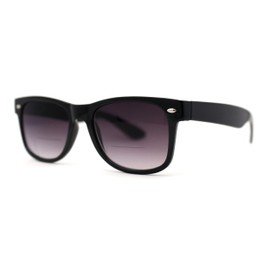 Retro Horn Rim Bi-focal Reading Sunglasses [Bifocal] Black Smoke +4.0