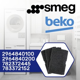 Set of 3 Dryer Filters 240 x 155 x 10 mm with Original Code 2964840100 2964840200 for Beko for Grundig for Blomberg for ElektraBregenz - MONTERAL