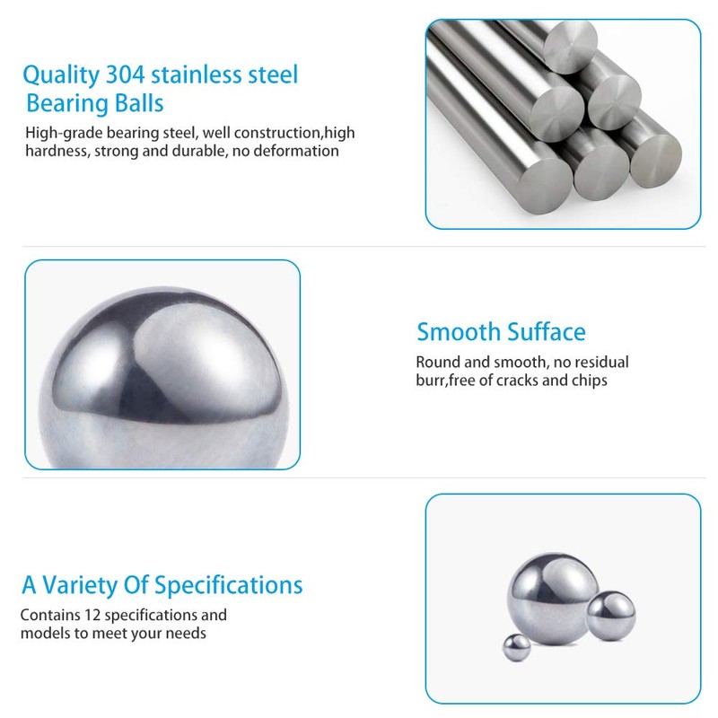 Breezliy 304 Stainless Steel Ball 620Pcs 1-8mm Metric Precision Assorted