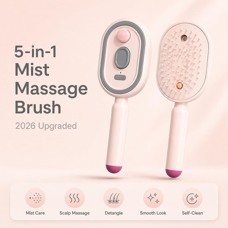 2026 New Electric Spray Air Cushion Massage Comb (Pink)