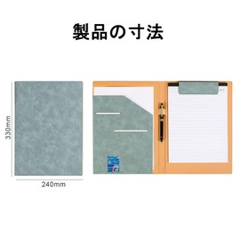 Binder A4 Bi-Fold PU Clipboard Conference Pad Clip File Business Card Holder Multi-function Pen Holder Pocket Business Card Holder Office Supplies (More Green)