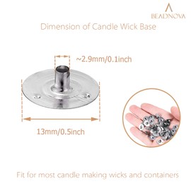 BEADNOVA Candle Wick Tabs 300pcs Metal Candle Wick Sustainer Tabs for Candle Making and Candle DIY (12.5mm/ 0.5inch)