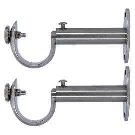 MERIVILLE Set of 2 Satin Nickel Zinc Curtain Drapery Rod Bracket for 1 1/4" Rod, Adjustable