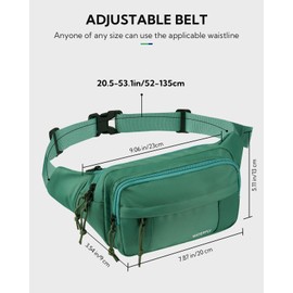 WATERFLY Fanny Pack Waist Packs: Large Crossbody Fanny Packs for Women Men with 5 Zipper Pockets Adjustable Strap Waist Bags Hip Pack for Traveling Cycling Running Hiking-Light Green