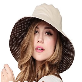 maitose TM de la mujer ala ancha plegable Sun Hat, Beige