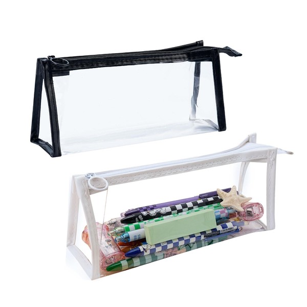 RUITENG Clear Pencil Pouch, Plastic Pencil Storage Bag, Transparent Pen