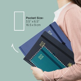 POPRUN Pocket Agenda 2025-2026 (Pocket Size-3.5" x 6.5" Hardcover）- Academic weekly Planner 17-Month Aug.2025 to Dec.2026 with Monthly Planning, Inner Pocket, for Purse - Violet