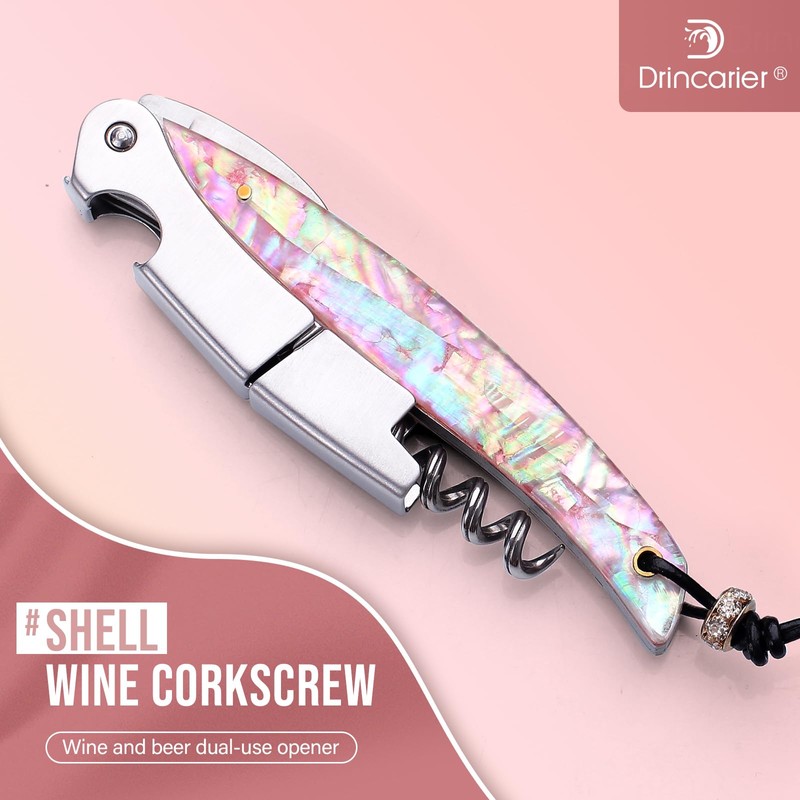 Drincarier Shell Handle Waiter Corkscrews-Wine Openers,Corkscrew Bottle Openers,3-in-1 Wine Key
